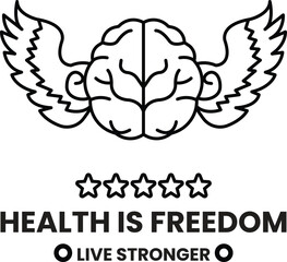 A brain with wings and stars