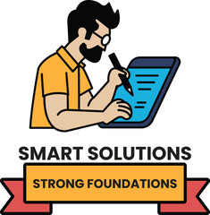 Illustration in the concept of construction and engineering in line style