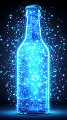 Glowing blue bottle with sparkling effects