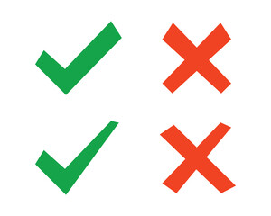 Obraz premium Check mark and cross icon set