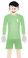 Goalkeeper in green jersey. vector illustration