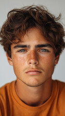 Fototapeta premium human emotion. man concentrated. man thinking. serious man. portrait of a man