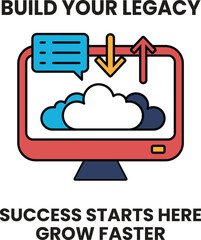 A computer monitor with a cloud on it