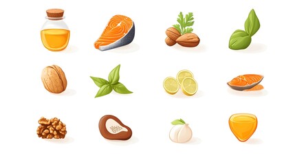 Culinary Composition of Salmon Nuts Herbs and Spices in Rustic Setting