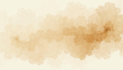 Obraz premium : Unique Abstract Watercolor Painting in Beige, Brown, and Cream Colors on White Background. A watercolor painting of a cloud formation.