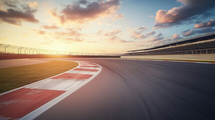 Fototapeta premium empty asphalt road with sunset, race track