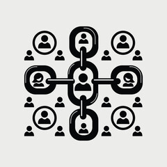 Obraz premium Chain Links with People Icons – Strong Team Connections & Unity