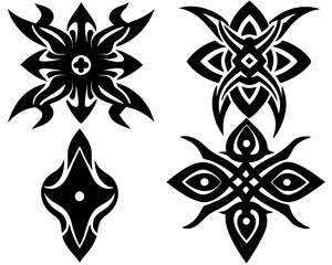  silhouette Neo tribal art pattern set  vector illustration. fleur de lis design © Soraia Akter