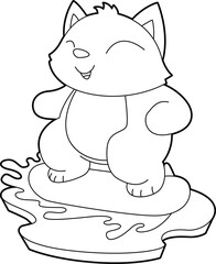 Cat Snowboard Winter sports Animal Vector Graphic Art Illustration