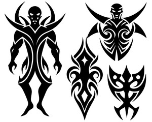 Obraz premium silhouette tribal tattoo designs vector illustration