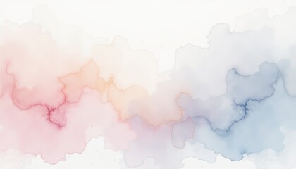 Vibrant Watercolor Gradient Art: Pink, Blue, White Hues Create Mesmerizing Abstract Beauty. A watercolor painting of pink, blue, and white.
