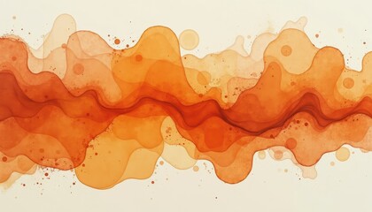 Obraz premium HighResolution Abstract Watercolor Orange and Red Waves Wallpaper Art Digital Image. A watercolor painting of and beige liquid flowing in a wave pattern.