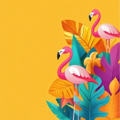 A bright and lively tropical design featuring flamingos.