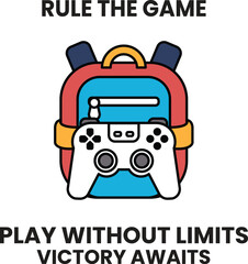 A backpack with a controller on it with the words 