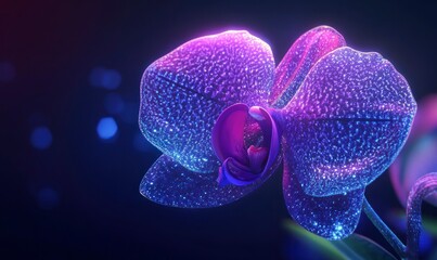 Fototapeta premium orchid with its petals covered in delicate patterns, set against a dark background