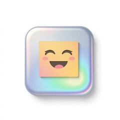 Smiley face emoji on iridescent background