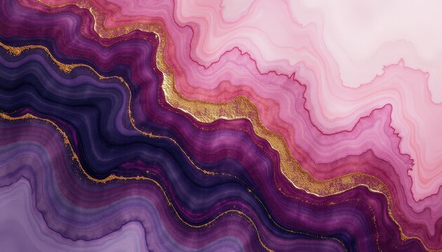 Mesmerizing Geode with Pink, Purple, and Gold Gradient on White Background. A close up of a purple and pink geode with gold accents.