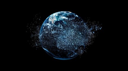 An abstract illustration of the Earth in space, rendered with a futuristic style.