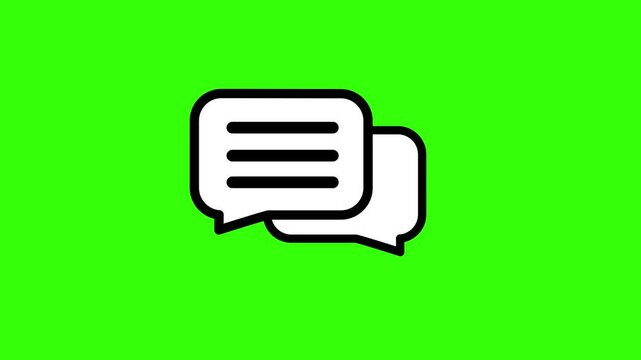 chat concept, micro animation of dialog icon, communication concept, clip art, cartoon, illustration, alpha channel. black and white.