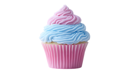Delicious pink and blue frosted cupcake