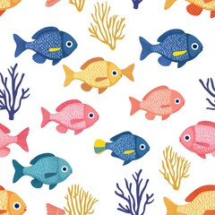 Fototapeta premium seamless pattern Retro summer ikat animal tropical.seamless pattern cat, Seamless Kit Cat Pattern