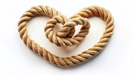 Obraz premium Natural 3D Rope Heart Knot: Rustic Decor, Crafts, Wedding, Valentine's Day