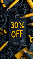 Playful Back-to-School Sale Banner with Chalkboard Font and 30% Off Text
