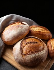 Artisan bread loaves freshly baked rustic bakery goods for delicious meals 