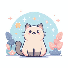 animal, cat, cute, pet, feline, domestic, kitty, background, happy, isolated, adorable, design, kitten, funny, white, fur, illustration, vector, black, mammal, looking, portrait, face, icon, beautiful