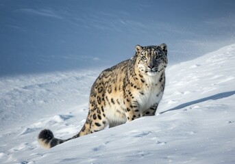 Obraz premium snow leopard in snow