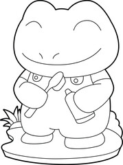 Frog Tootbrush Animal Vector Graphic Art Illustration