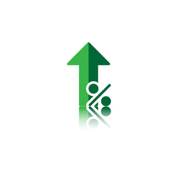 3d percent arrow up icon. percentage increase symbol on a transparent background