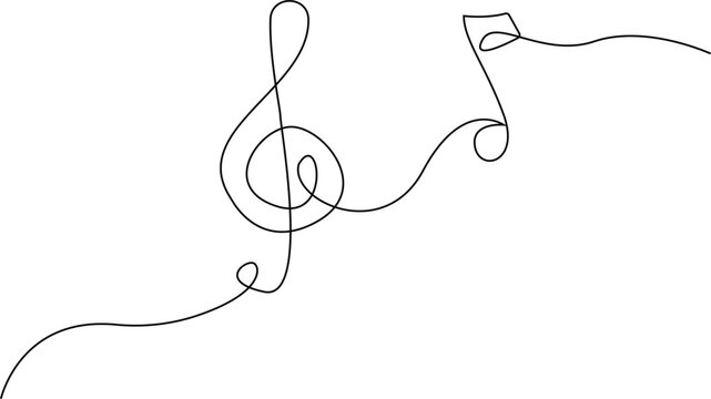 black line art music notes and clef clip art preview