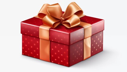 Obraz premium red gift box with gold ribbon