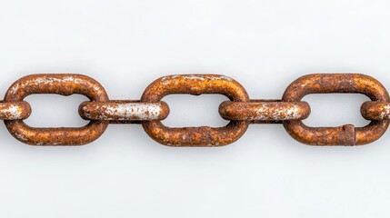 Fototapeta premium Close-Up of Rusty Metal Chain Links Isolated on a White Background