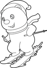 Bear Christmas Ski Animal Vector Graphic Art Illustration