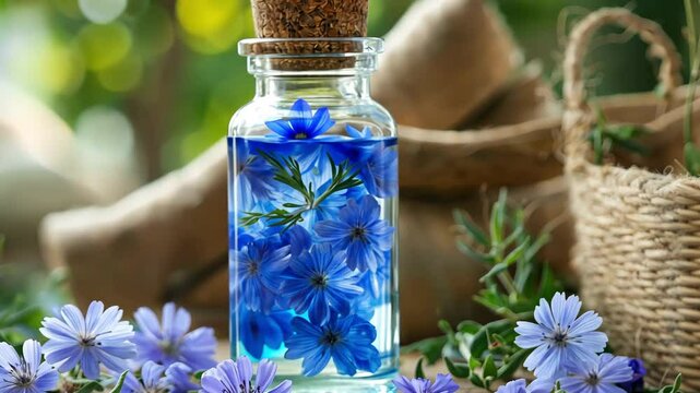 Bottled common chicory plant