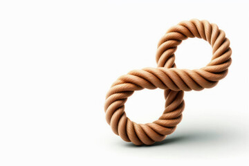 A rope tied in the form of an infinity sign. Space for text.