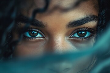 Woman's Eyes Hidden Behind Veil