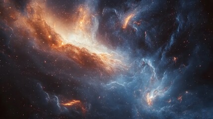Fototapeta premium A Beautiful Nebula Shines Brilliantly Across A Starry Cosmic Void