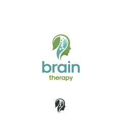BRAIN THERAPY pharmaceutics clinic psychology hypnosis psychotherapy vector logo