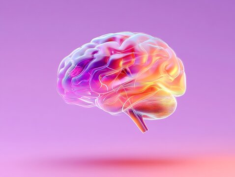 Abstract representation of a human brain with vibrant neon colors and digital glow depicting artificial intelligence neuroscience and futuristic cognitive processes