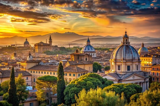 Panoramic Roman Skyline: Breathtaking Gianicolo Hill Terrace View