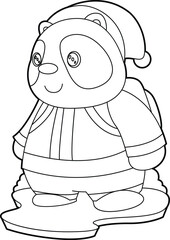 Panda Christmas Fire department Animal Vector Graphic Art Illustration