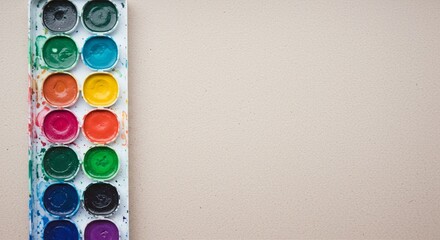 Vibrant watercolor palette with copy space for creative projects and design