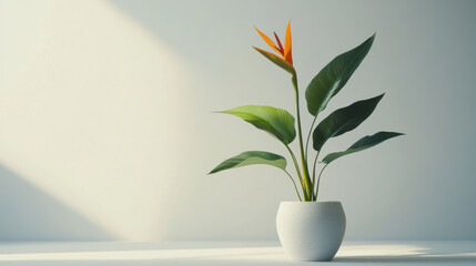 a strelitzia-nicolai that is two meters high, not blooming, only leafes in front of a white background 