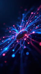 Naklejka premium A vibrant digital illustration of a neural network or brain synapse with a focus on cloud computing and DevOps concepts.