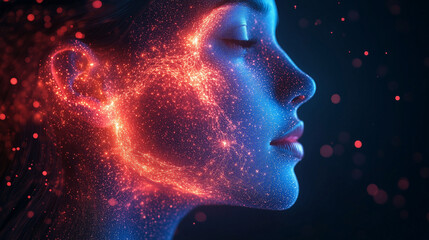 Obraz premium Futuristic neural mapping of emotions in a digital art style, symbolizing artificial intelligence and cognition