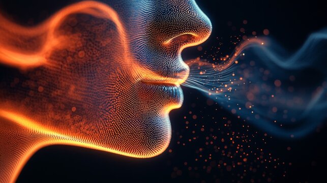 Artistic Representation of Smell Detection with Abstract Waves Illustrating the Human Sense of Olfaction