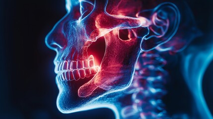Anatomical Close-Up of Nasal Bones Highlighting Pain in the Nose and Throat